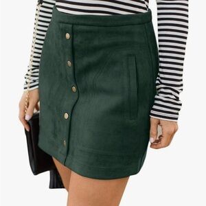 Dark green faux suede mini skirt, size large